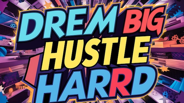 Photo dream big hustle hard tshirt design motivational quote illustartiontypographybannerposter