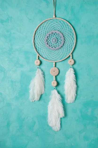 Dream catcher on aquamarine