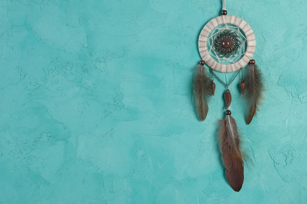 Dream catcher on aquamarine