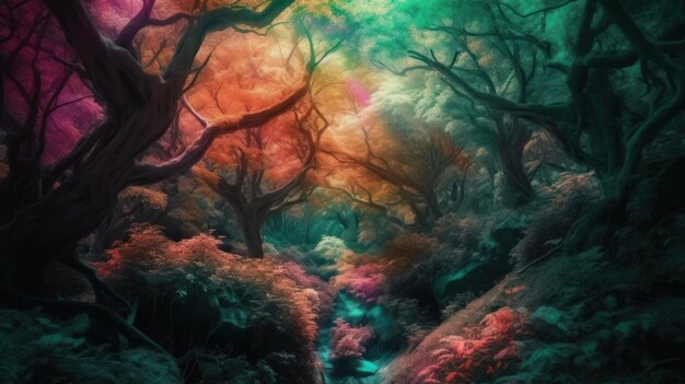 Dream magic forest Illustration AI GenerativexA