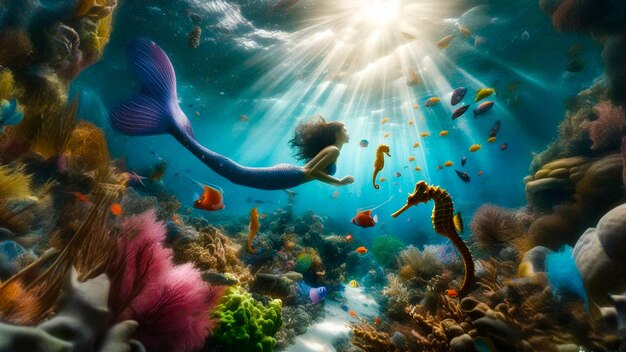 Dreamlike mermaid image unfolds oceanic magic