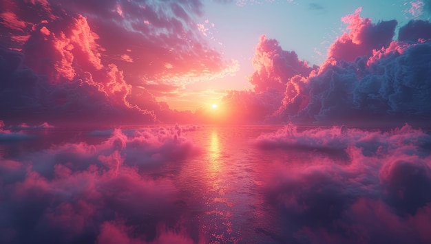 Dreamlike Sunset Above the Clouds