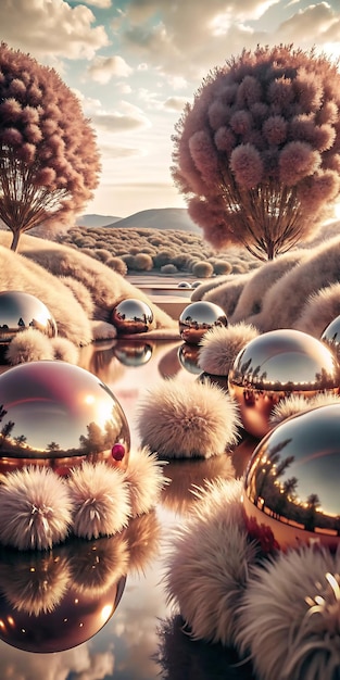 Photo dreamlike and surrealistic landscape wallpaper tones