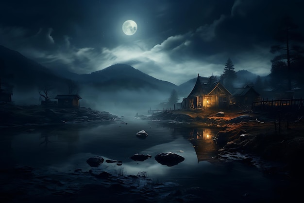 Dreams in the dark night landscape photo