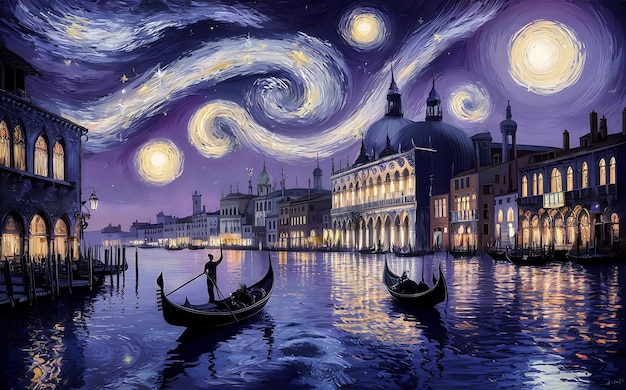 Dreamscape Illustration of a Venetian Canal