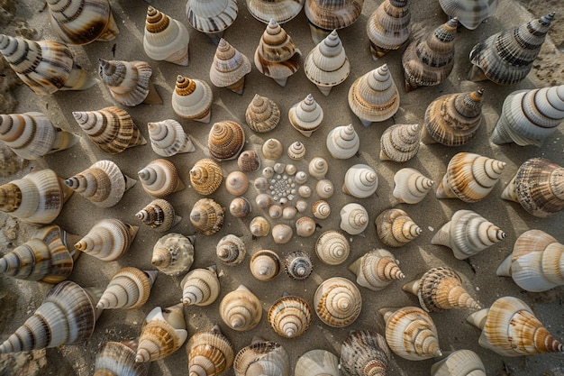 A dreamy and abstract image of conical shells arra generative ai