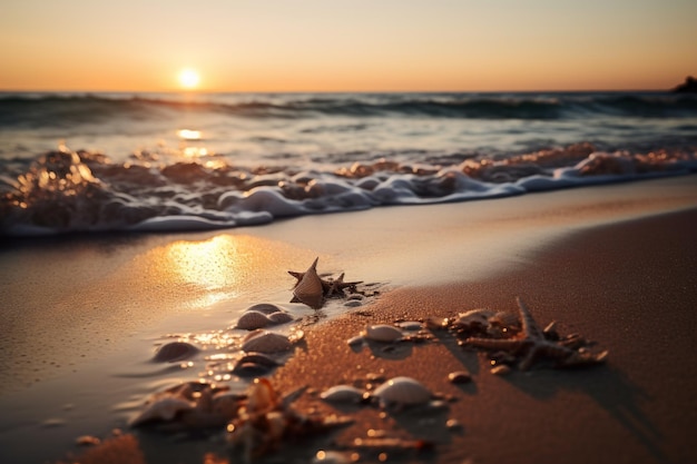 Dreamy Beach at Sunset Sea Animal photography