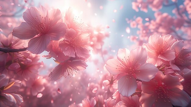 Dreamy Cherry Blossoms Adrift in Ethereal Spring Light