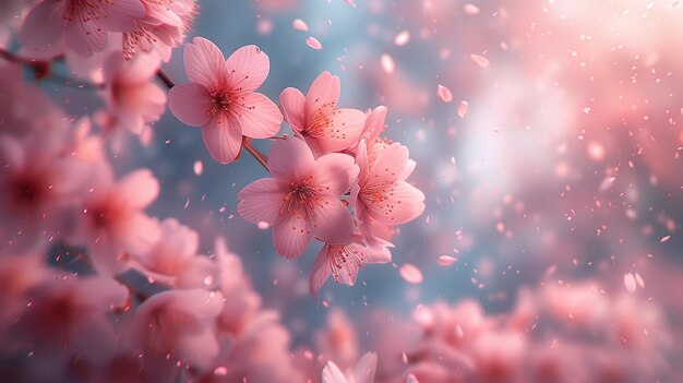 Dreamy Cherry Blossoms Adrift in Ethereal Spring Light