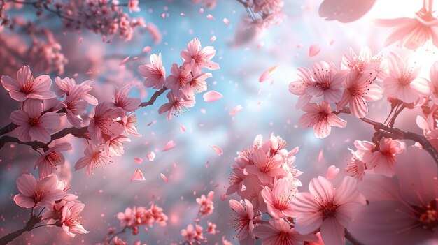 Dreamy Cherry Blossoms Adrift in Ethereal Spring Light