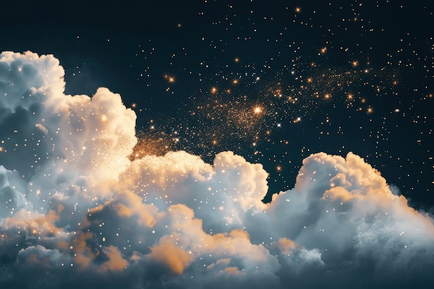 Photo dreamy clouds starry night