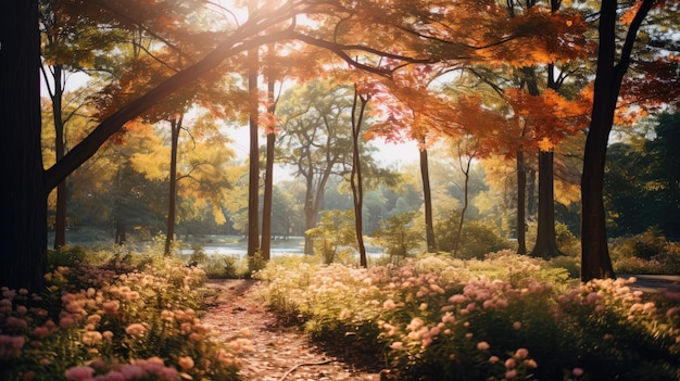 A dreamy image capturing the warm glow of autumn