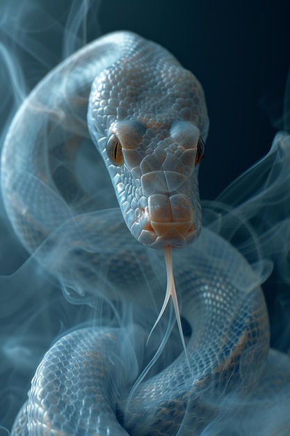 A dreamy image of a serpent made entirely of flowing liquid