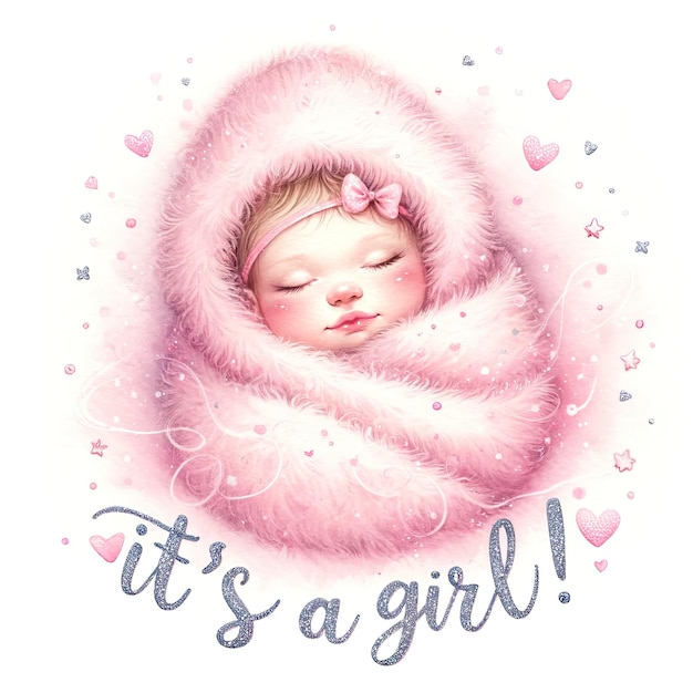 Dreamy 'It's a Girl' Watercolor Art