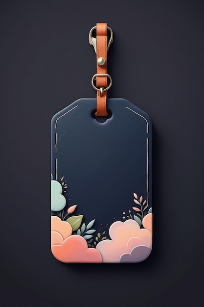 A dreamy name tag isolated on a dark background vertical composition