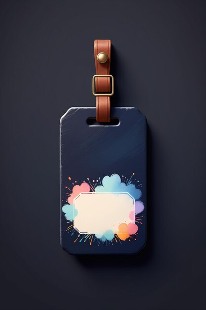 A dreamy name tag isolated on a dark background vertical composition