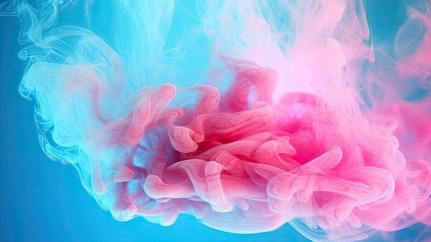 Dreamy Pastel Teal and Pink Smoke On Abstract Background