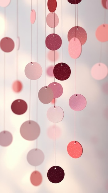 Photo dreamy pink and red hanging circular decorations for celebrations and interior design