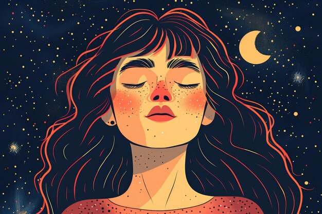 Dreamy Portrait of a Woman with Cosmic Background