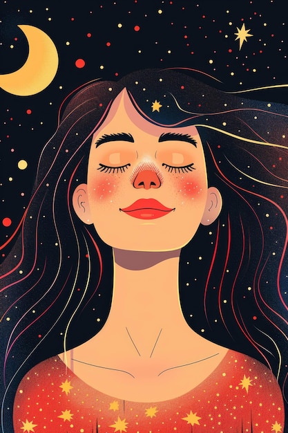 Dreamy Portrait of a Woman with Cosmic Background