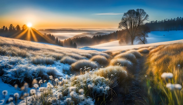 A dreamy rural landscape filled with tranquility