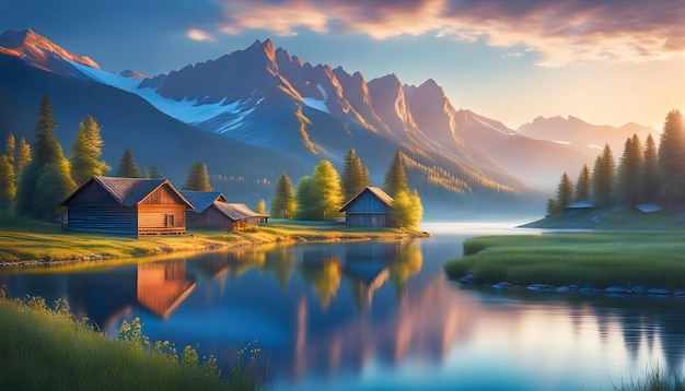 A dreamy rural landscape filled with tranquility