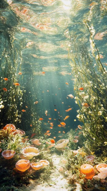 Photo dreamy shimmering underwater garden