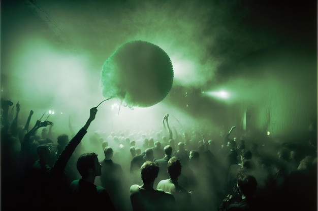 Photo dreamy silhouette crowd dancing in nightclub