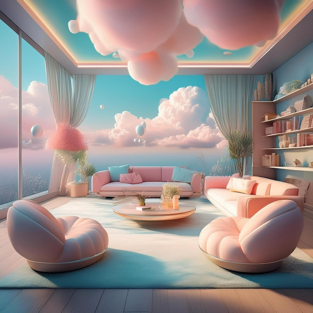 Photo dreamy and surreal interior landscapes