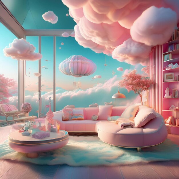 Photo dreamy and surreal interior landscapes