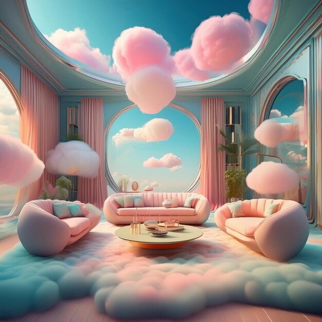 Photo dreamy and surreal interior landscapes