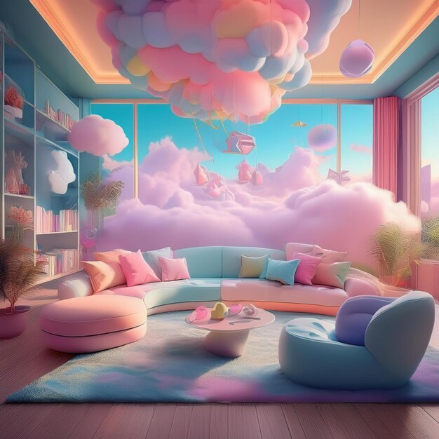 Photo dreamy and surreal interior landscapes