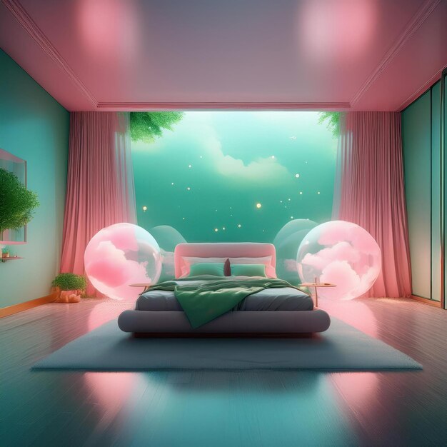 Photo dreamy and surreal interior landscapes