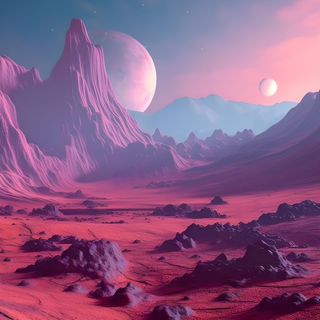 Dreamy and surreal Mars landscape