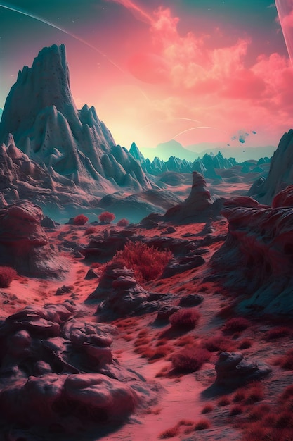 Dreamy and surreal Mars landscape