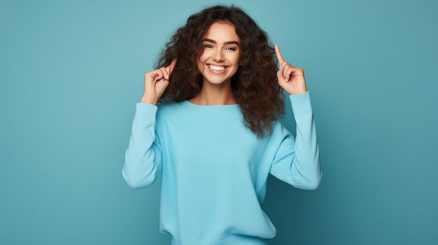 Dreamy Sweet Girl Wearing Neon Knitted Shirt