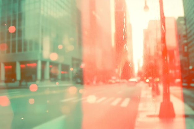 Dreamy Urban Street Scene with Glitch Effects