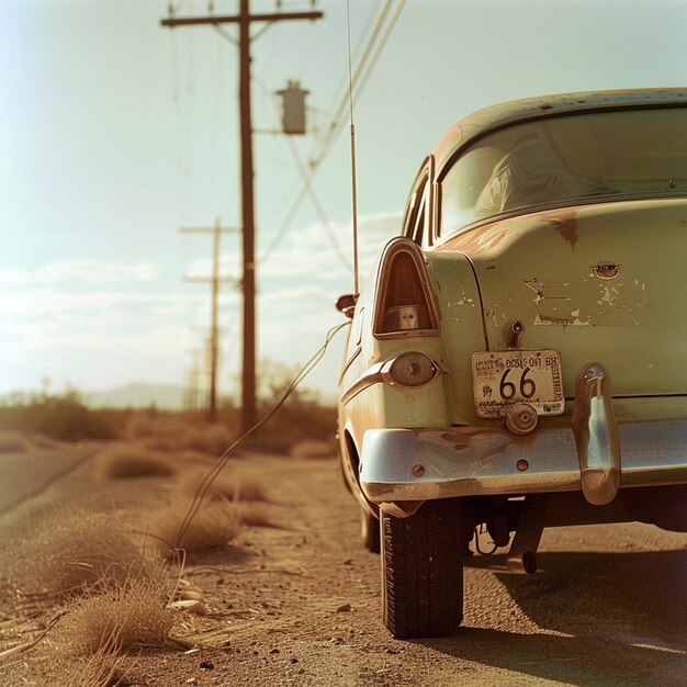 Photo dreamy vintage car on route 66