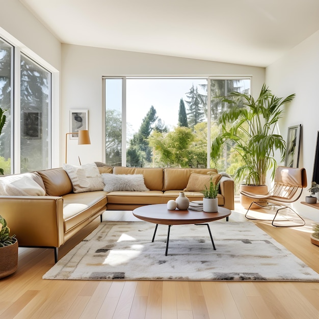 Drenched in Sunlight Contemporary and Comfortable Living RoomLush Plants and Modern Dcor