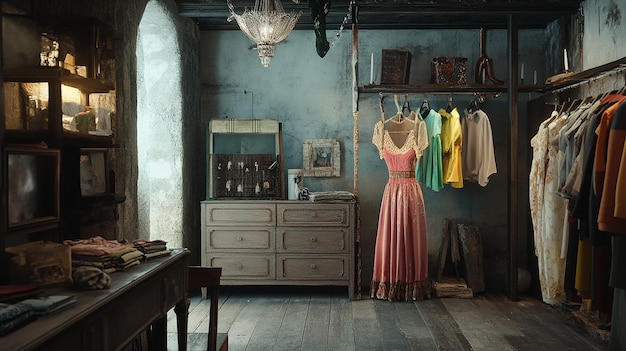 a dress hanging on a rack with the word quot love quot on it