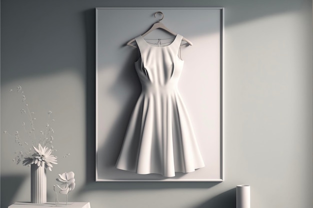 Dress hanging on a wall next to a vase generative ai