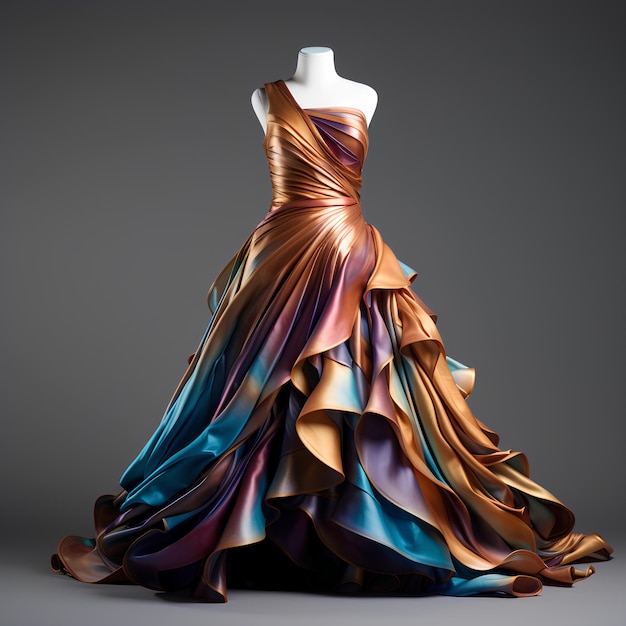 Dress Made of Different Color Anodized Titanium Strips