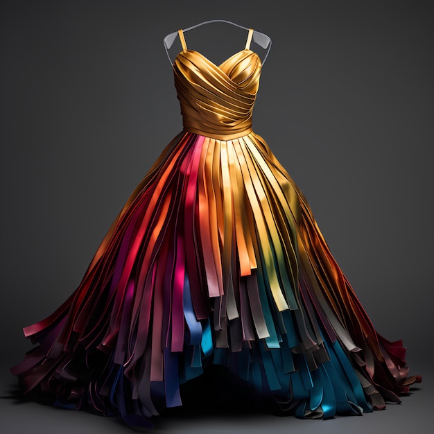 Dress Made of Different Color Anodized Titanium Strips