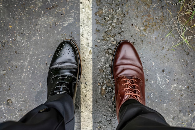 Dress shoes standing next to Rich and Poor Dress shoes standing next to Rich and Poor