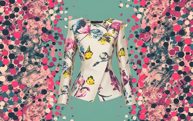 Photo a dress with a floral pattern and a bird on it