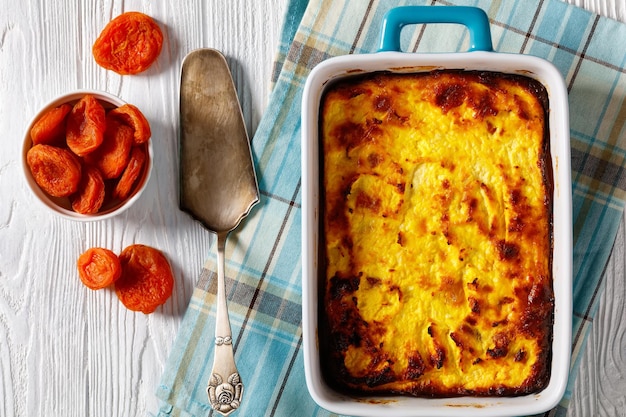 Dried apricot Cottage Cheese casserole top view