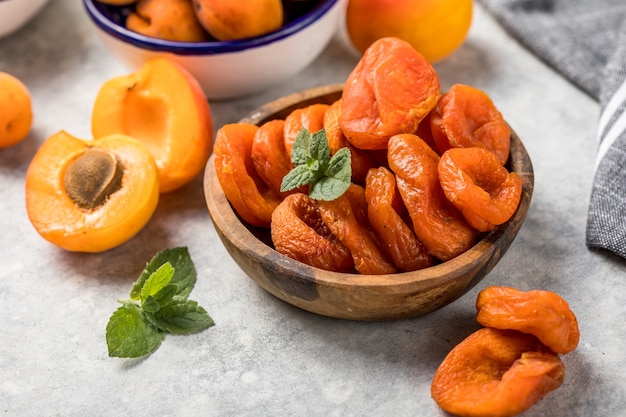 Dried apricots are popular in cooking, sweet dried fruit, healthy food, compote making