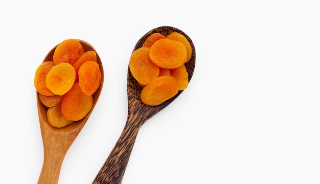 Dried apricots on white background