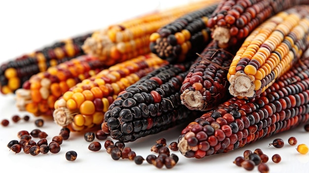 Dried corn cobs isolated on white background Clipping path