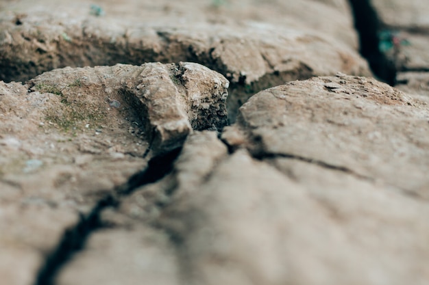 Dried cracked earth soil ground texture background.